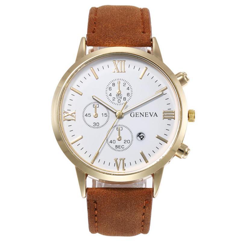 Geneva Men's Quartz Watch - Simple Style with Calendar