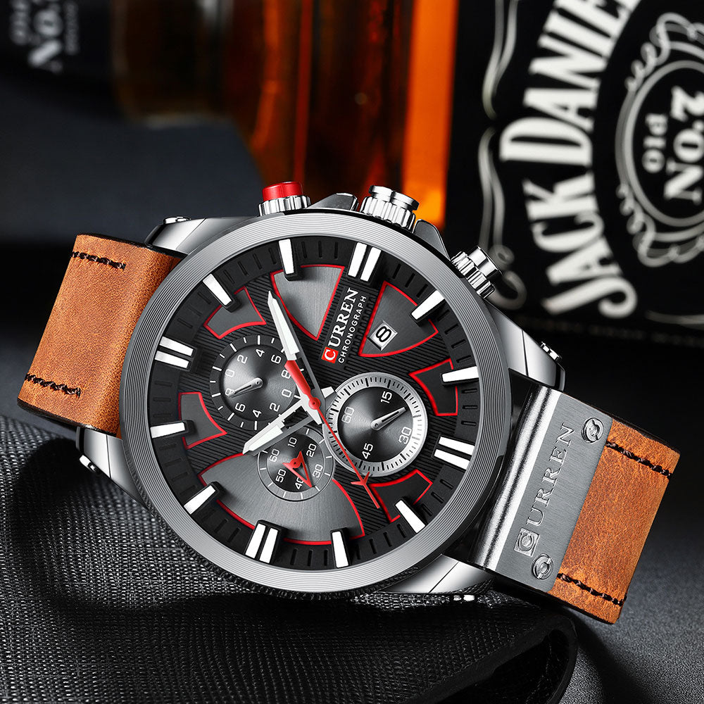 Curren Men's Sports Quartz Watch with Leather Band