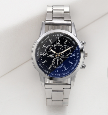 Popular Blue Light Glass Three-Eye Men's Quartz Watch