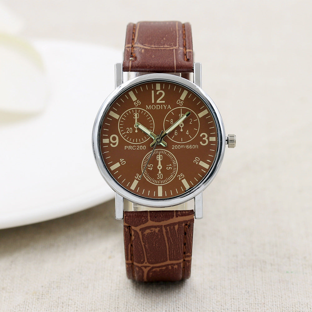 Men's Quartz Watch with Creative Blue Light Design