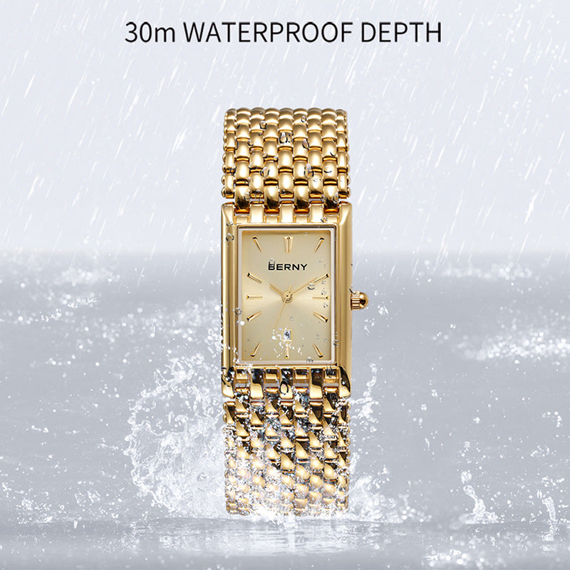 Bernie Brand Gold Rectangle Quartz Men's Watch (Wholesale)