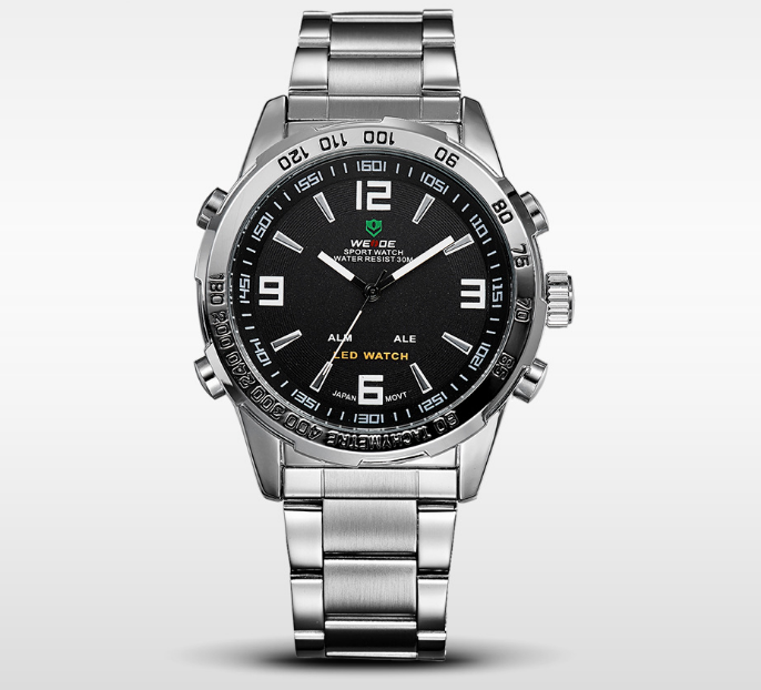 Men's Quartz Dual Display LED Watch