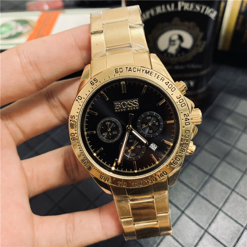 Boss Men's Quartz Watch with Calendar and Steel Band