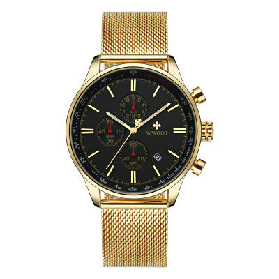 Men's Multifunctional Sport Quartz Watch with Mesh Band