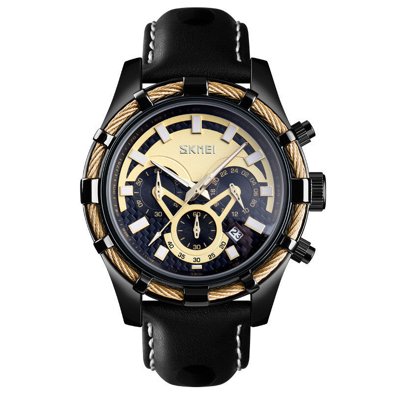 Luminous Multi-Function Quartz Leather Men's Watch