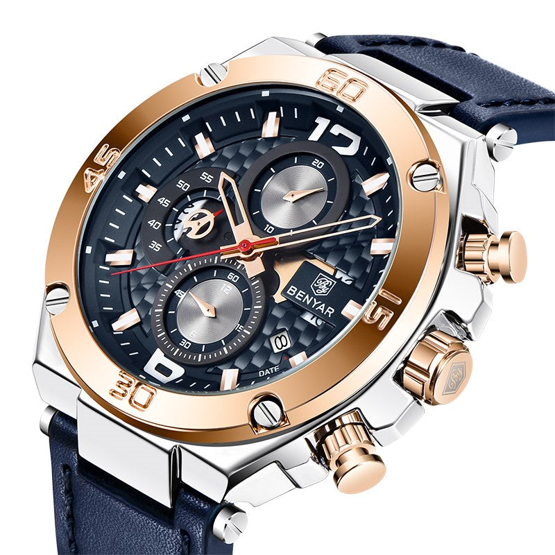 Men's Waterproof Quartz Watch with Multifunctional Features
