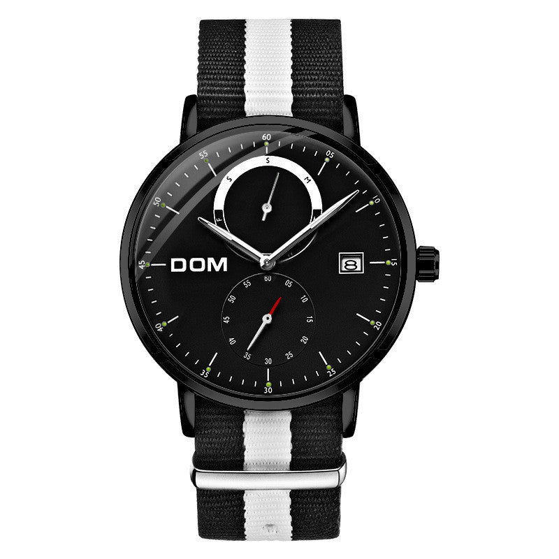 Men's Slim Minimalist Calendar Quartz Watch - Nylon Band