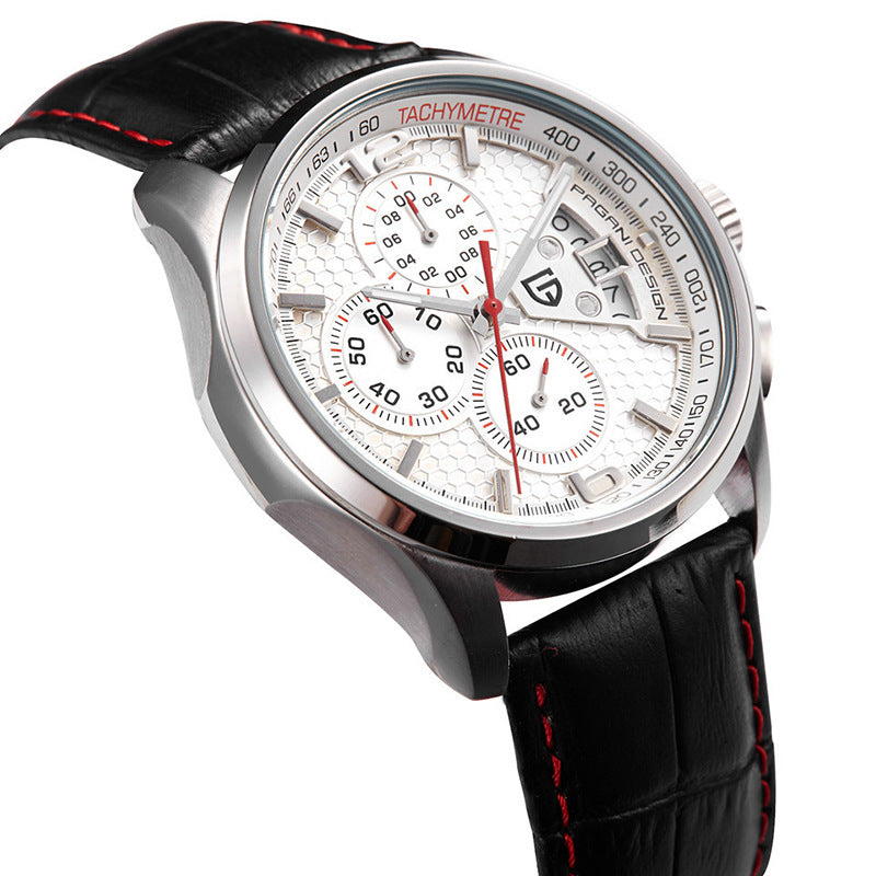 Men's Quartz Watch - Waterproof Multifunctional Leather Band