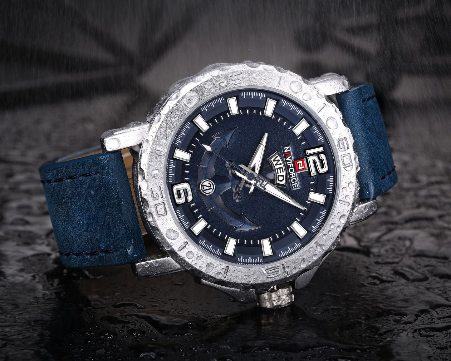 Men's Quartz Watch with Weekday Leather Strap