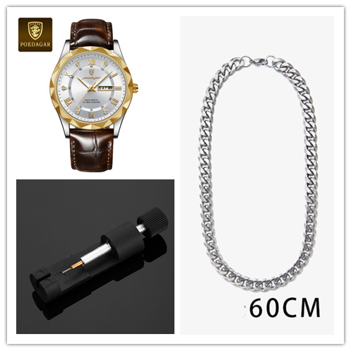 Men's Leather Strap Quartz Watch