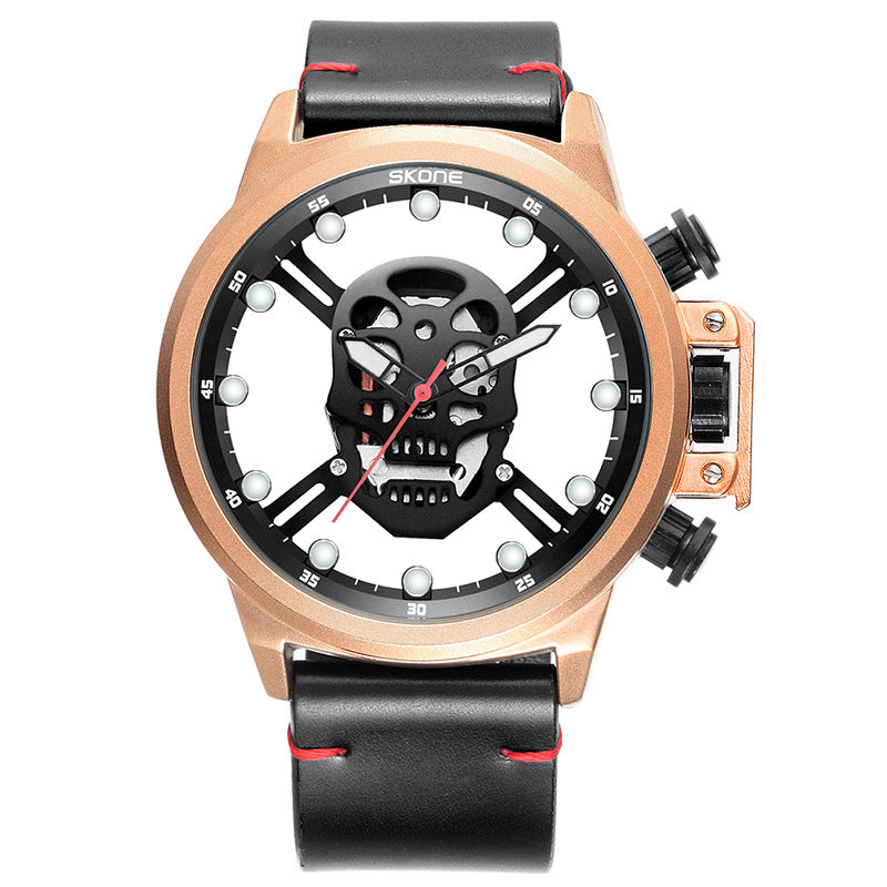 Men's Quartz Sports Watch with Skull Design