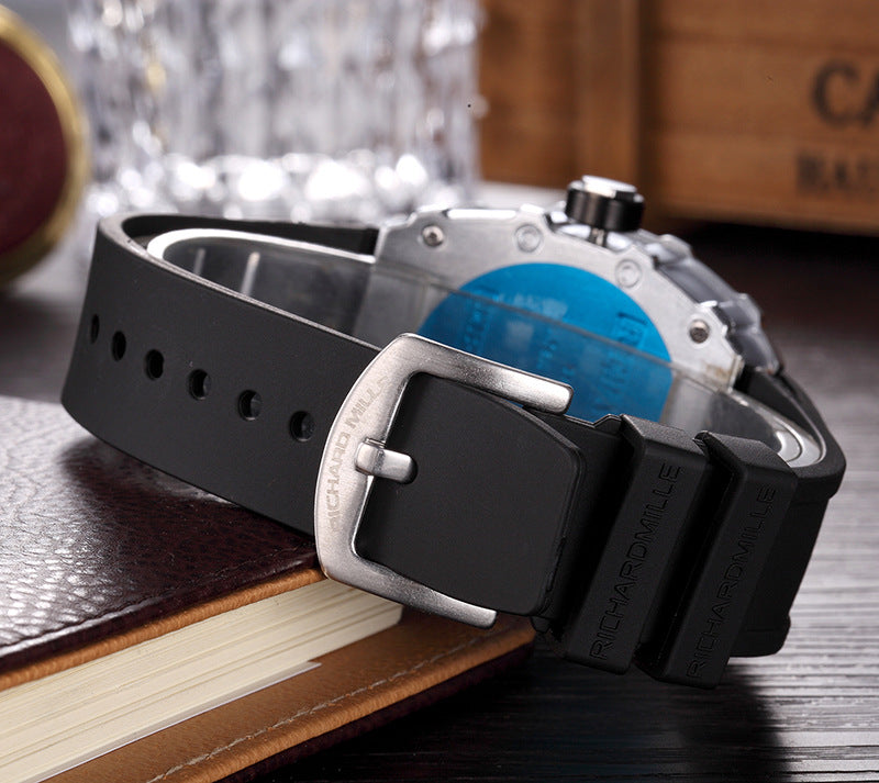 Hollow Floral Skull Quartz Men's Watch