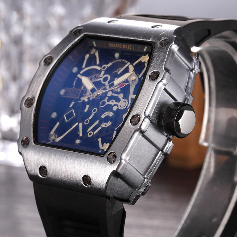 Hollow Floral Skull Quartz Men's Watch