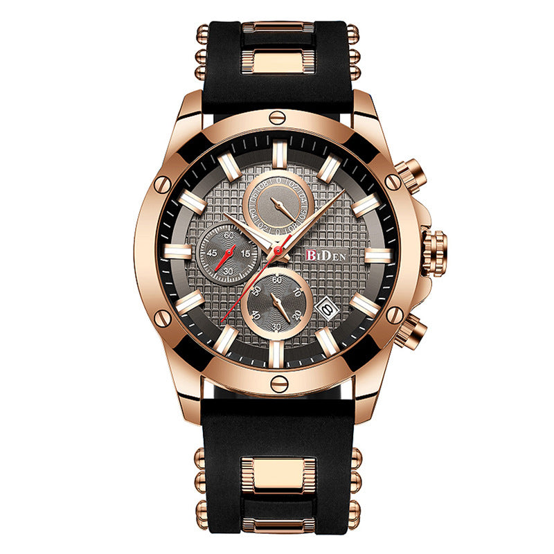 BIDEN Men's Quartz Watch with Silicone Strap (OEM)