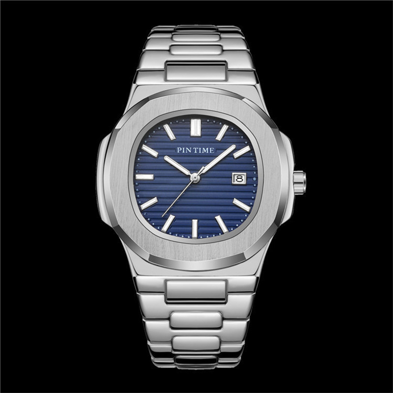 Men's Quartz Watch with Calendar, Waterproof Luminous Steel Band