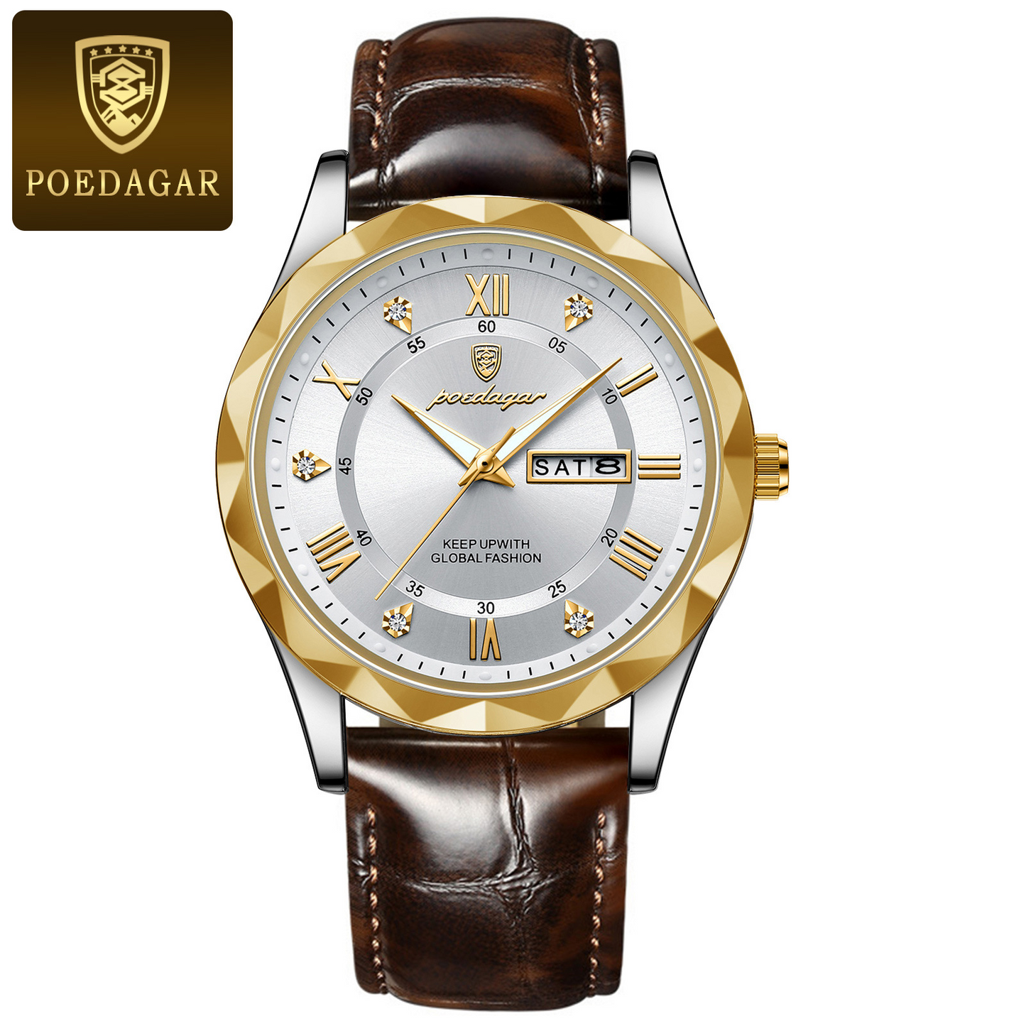 Men's Leather Strap Quartz Watch