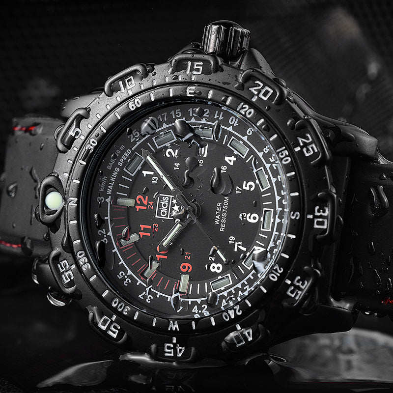 Men's Waterproof Tactical Quartz Watch with Glow Features