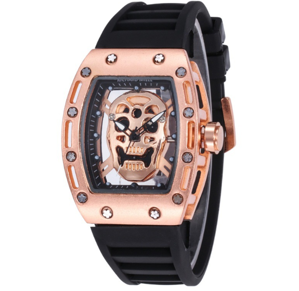 Men's Silicone Quartz Watch with PU Strap