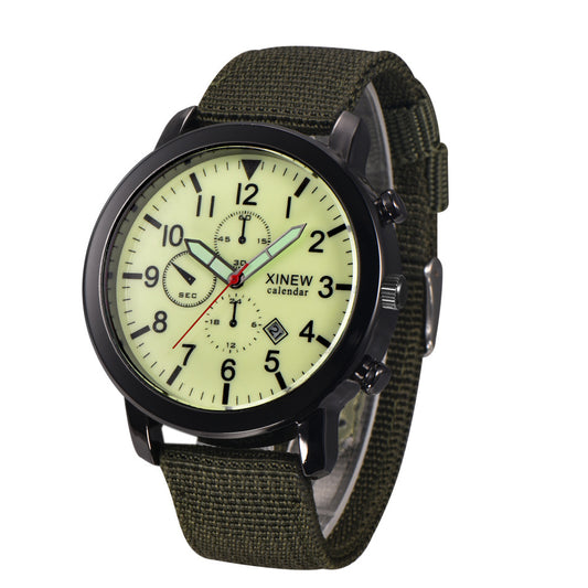 XINEW Men's Quartz Watch with Nylon Strap and Calendar