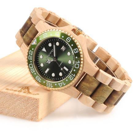 BOBOBIRD Men's Quartz Wooden Watch with Calendar