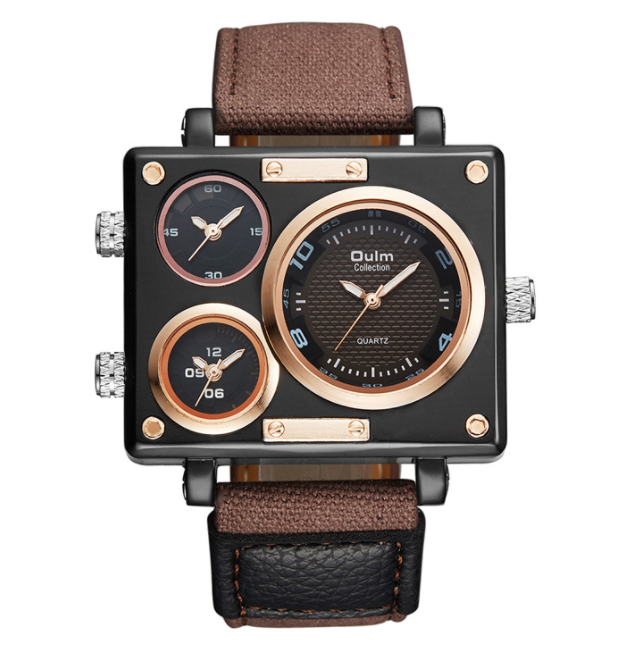 OULM 3595 Men's Quartz Watch with Leather Strap
