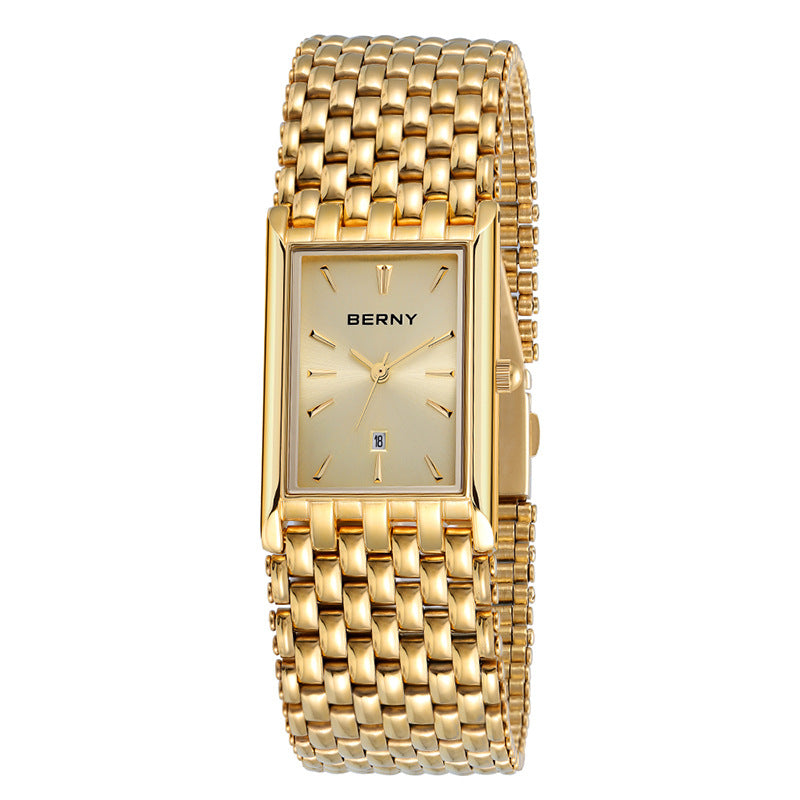 Bernie Brand Gold Rectangle Quartz Men's Watch (Wholesale)