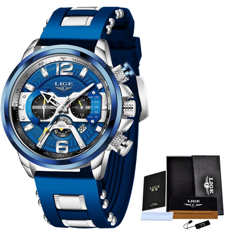 Lige Men's Multifunctional Sports Quartz Watch