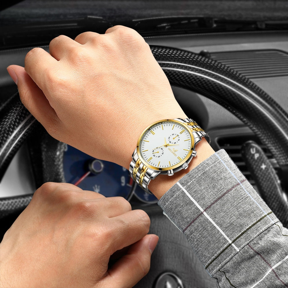 Men's Steel Band Quartz Watch with Scale