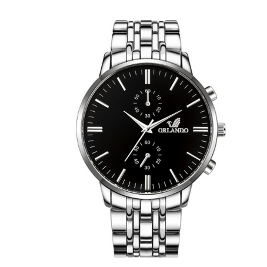 Men's Steel Band Quartz Watch with Scale