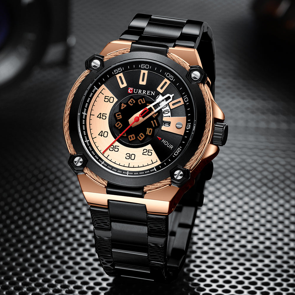 CURREN Men's Quartz Watch with Stainless Steel Band