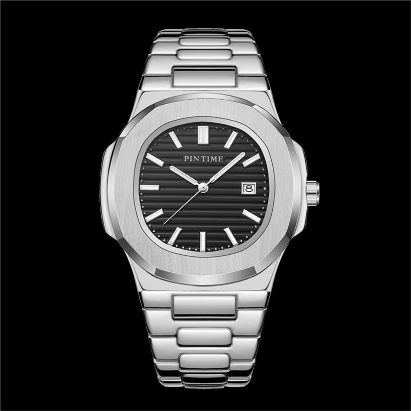 Men's Quartz Watch with Calendar, Waterproof Luminous Steel Band