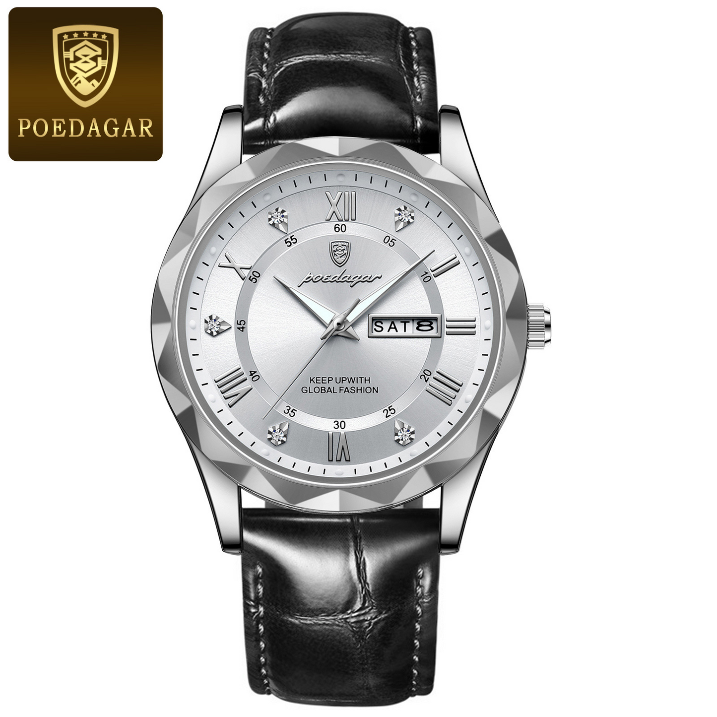 Men's Leather Strap Quartz Watch