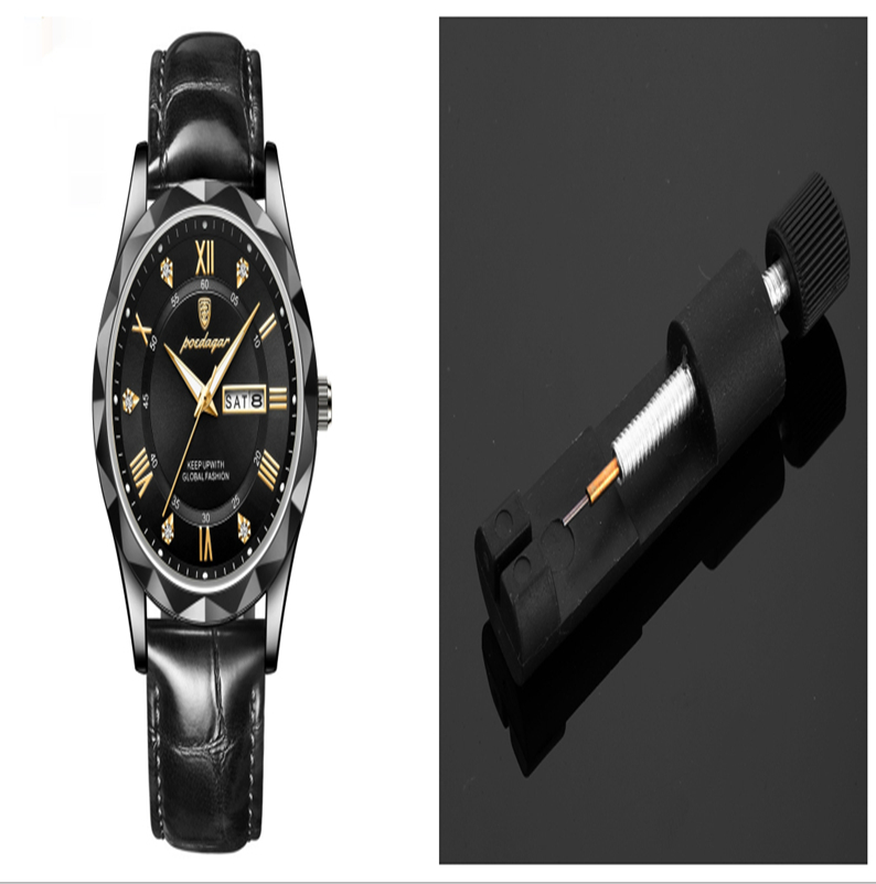 Men's Leather Strap Quartz Watch