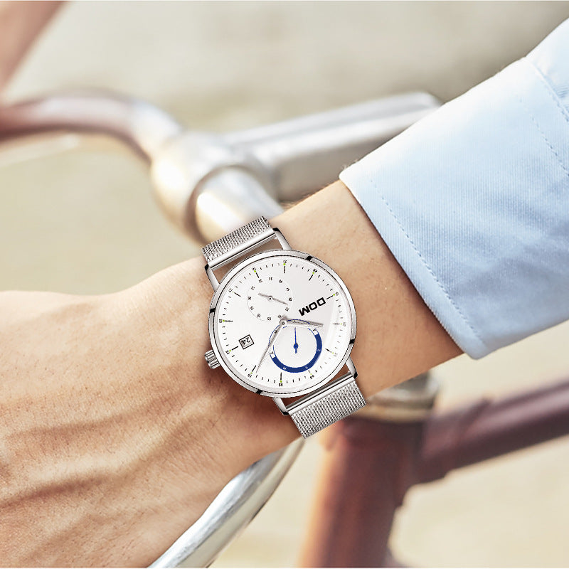 Men's Slim Minimalist Calendar Quartz Watch - Nylon Band