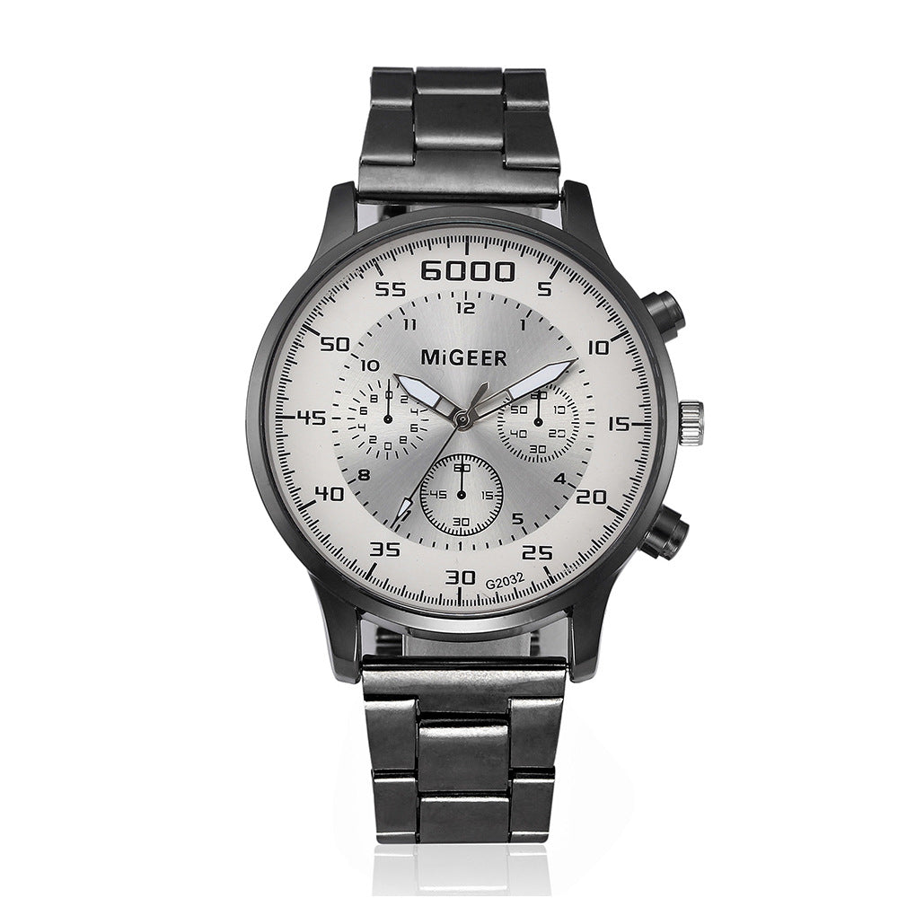Men's Quartz Watch with Steel Belt and Mesh Strap