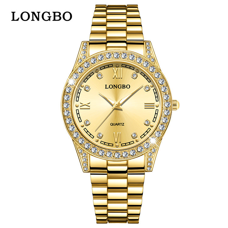 Gold Men's Quartz Watch with 12-Digit Design