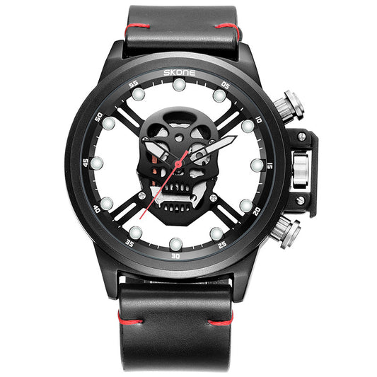 Men's Quartz Sports Watch with Skull Design