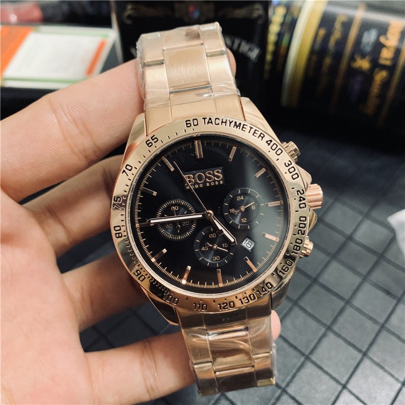 Boss Men's Quartz Watch with Calendar and Steel Band