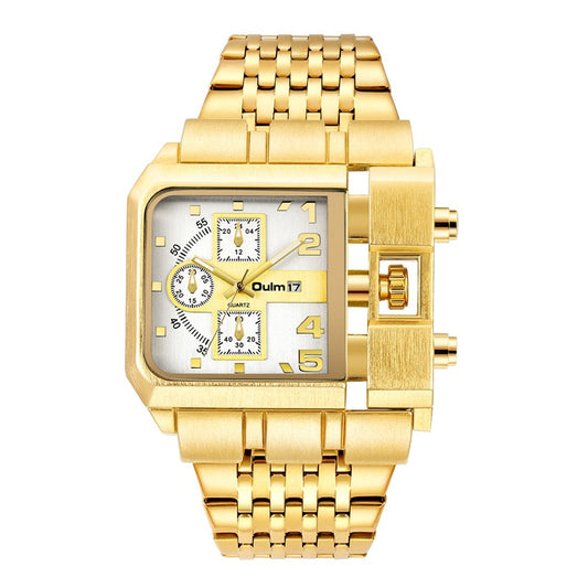 Large Dial Quartz Men's Casual Watch with Belt