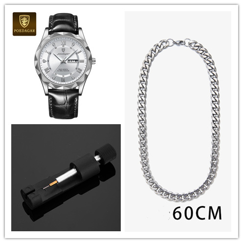 Men's Leather Strap Quartz Watch