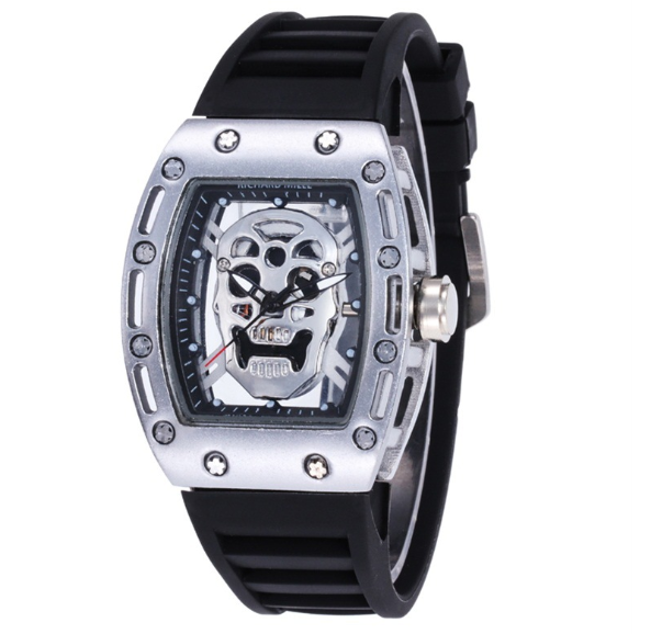 Men's Silicone Quartz Watch with PU Strap
