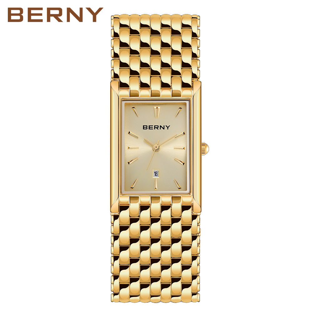 Bernie Brand Gold Rectangle Quartz Men's Watch (Wholesale)