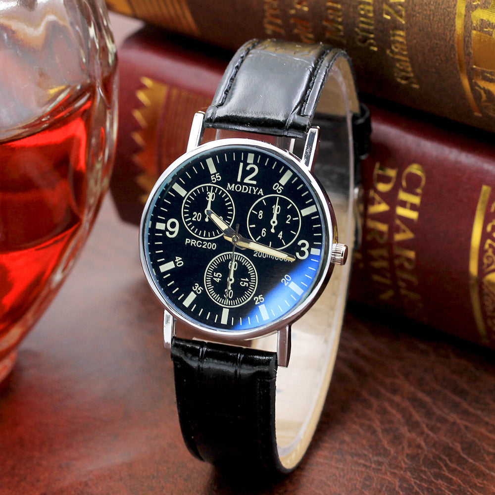 Men's Quartz Watch with Creative Blue Light Design