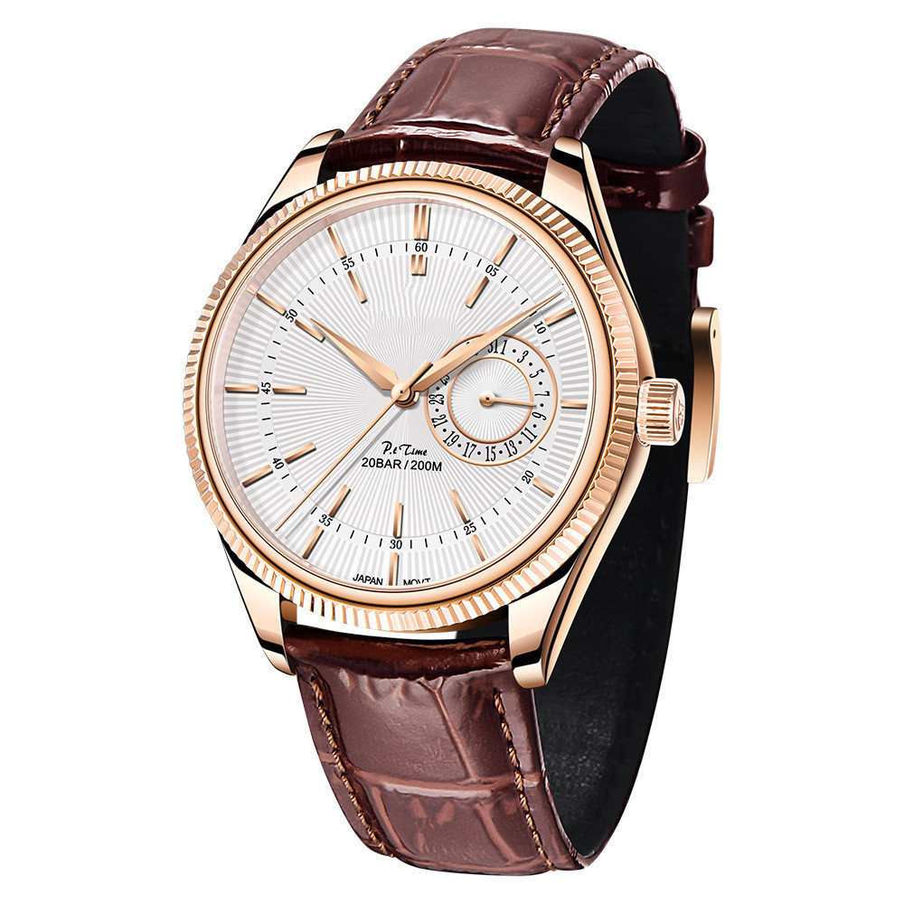 Men's Quartz Watch with Genuine Leather Strap