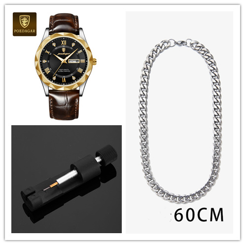 Men's Leather Strap Quartz Watch