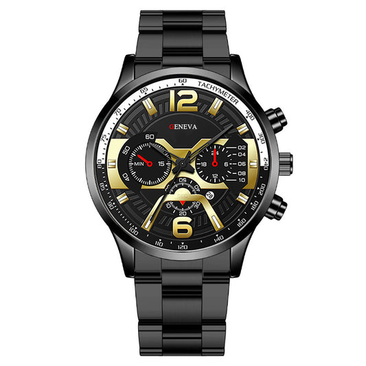 Men's Stainless Steel Quartz Watch with Calendar Display