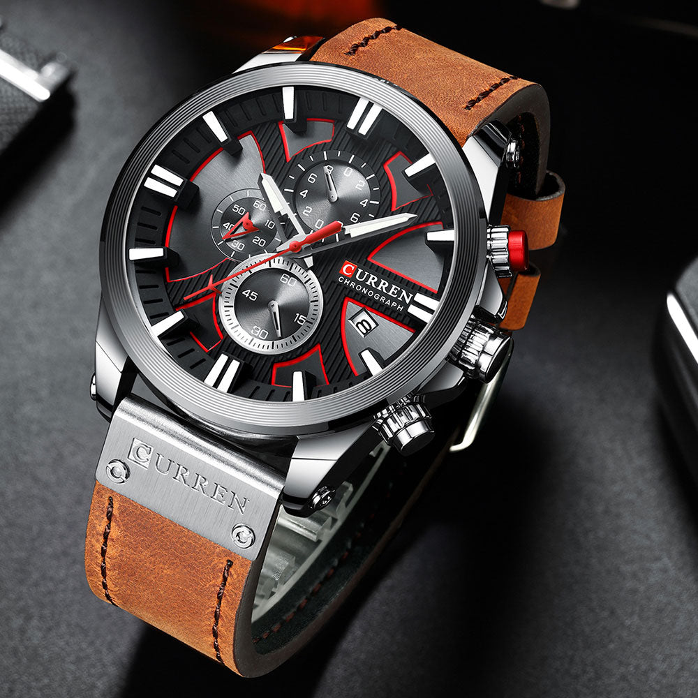 Curren Men's Sports Quartz Watch with Leather Band