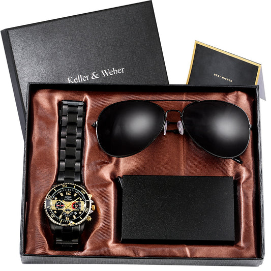 Keller Weber Men's Quartz Watch and Sunglasses Gift Set