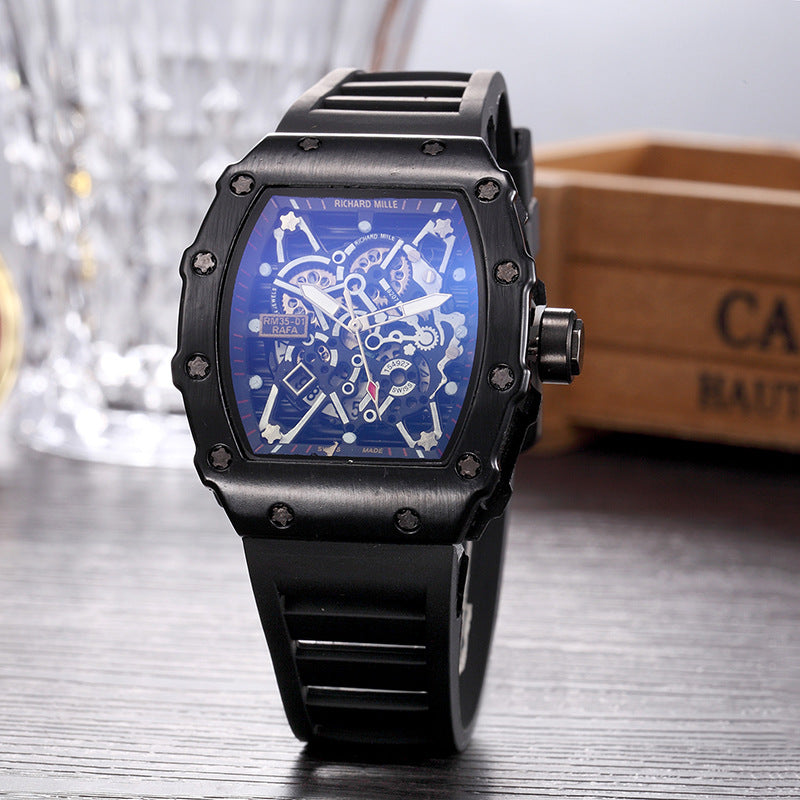 Hollow Floral Skull Quartz Men's Watch