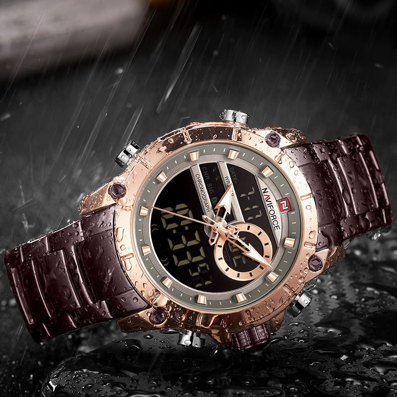 Men's Waterproof Quartz Watch with Steel Band